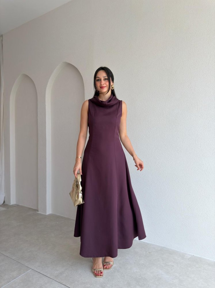 DEVİT Maxi Elbise 7715 - Mürdüm - Mooi Butik