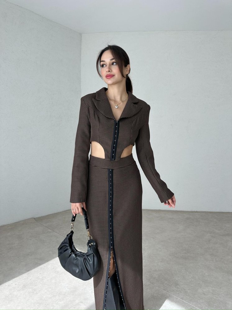 DEWİN Takım 4373 - Kahverengi - Mooi Butik