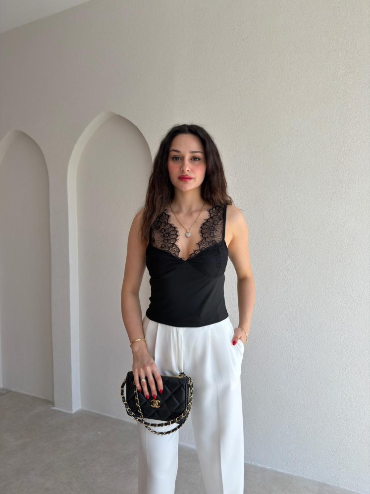 DEXTER Dantel Detaylı Bluz 5479 - Siyah - Mooi Butik