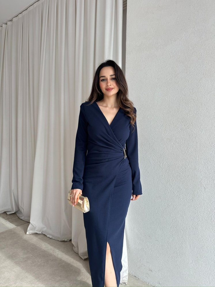  DİANA Midi Elbise 8787 - Lacivert - Mooi Butik