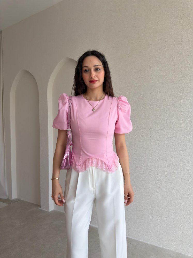 DİAZ Bluz 5502 - Pembe - Mooi Butik