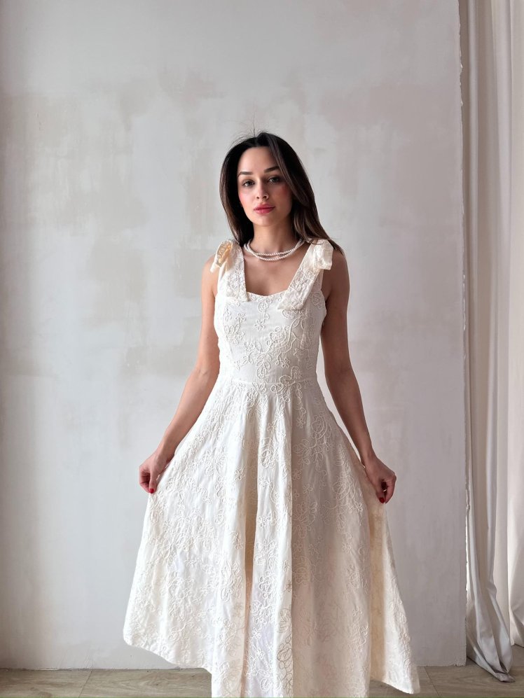 DİCKSON Midi Elbise 3373 - Krem - Mooi Butik