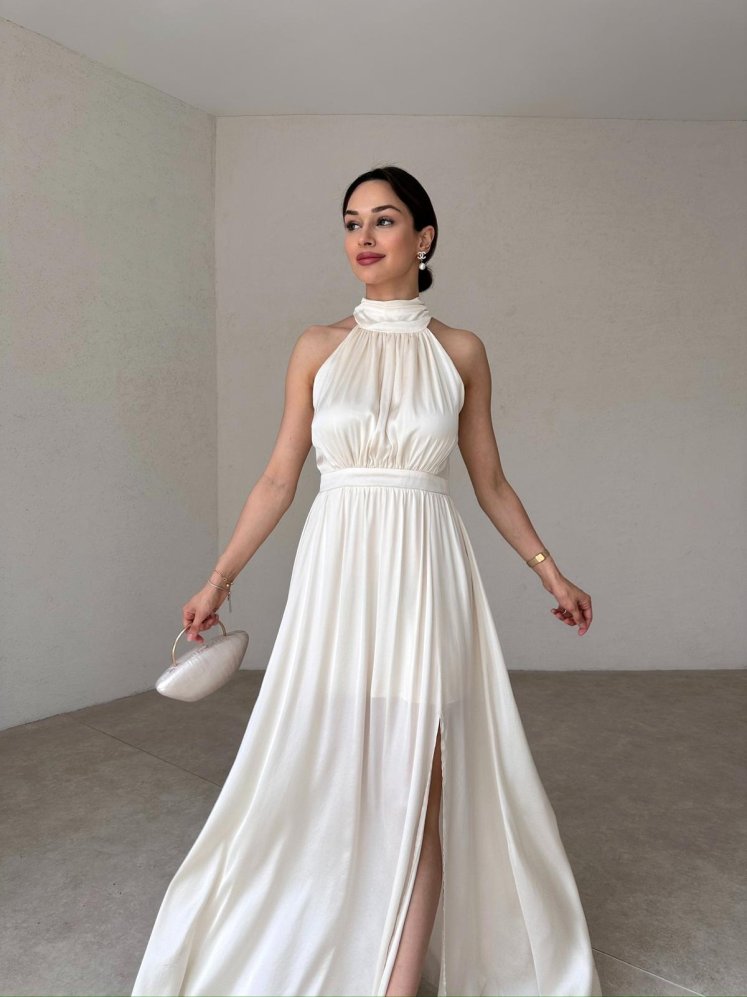 DİDEROT Maxi Elbise 9045 - Ekru - Mooi Butik