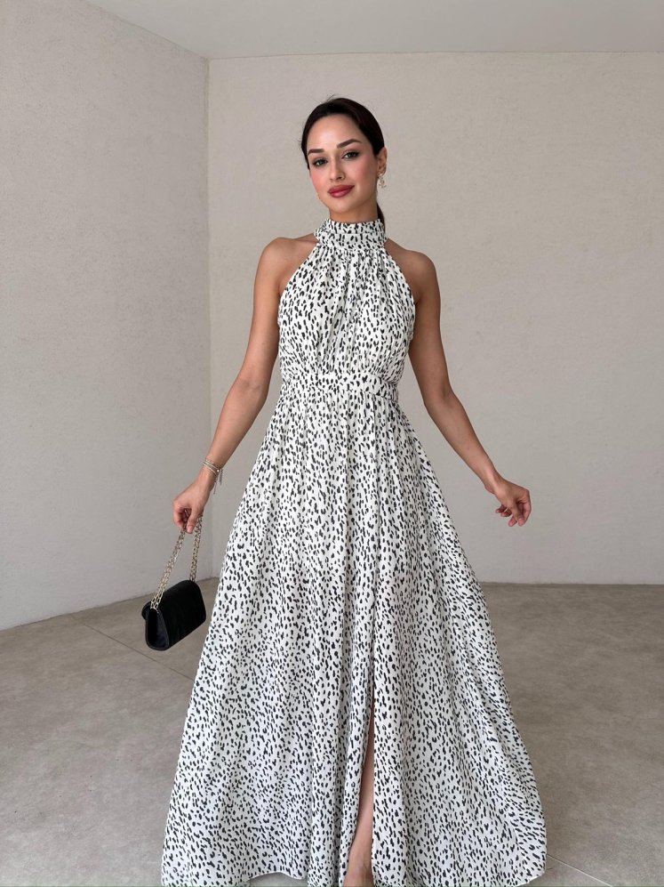 DİDEROT Maxi Elbise 9045 - Leopar - Mooi Butik