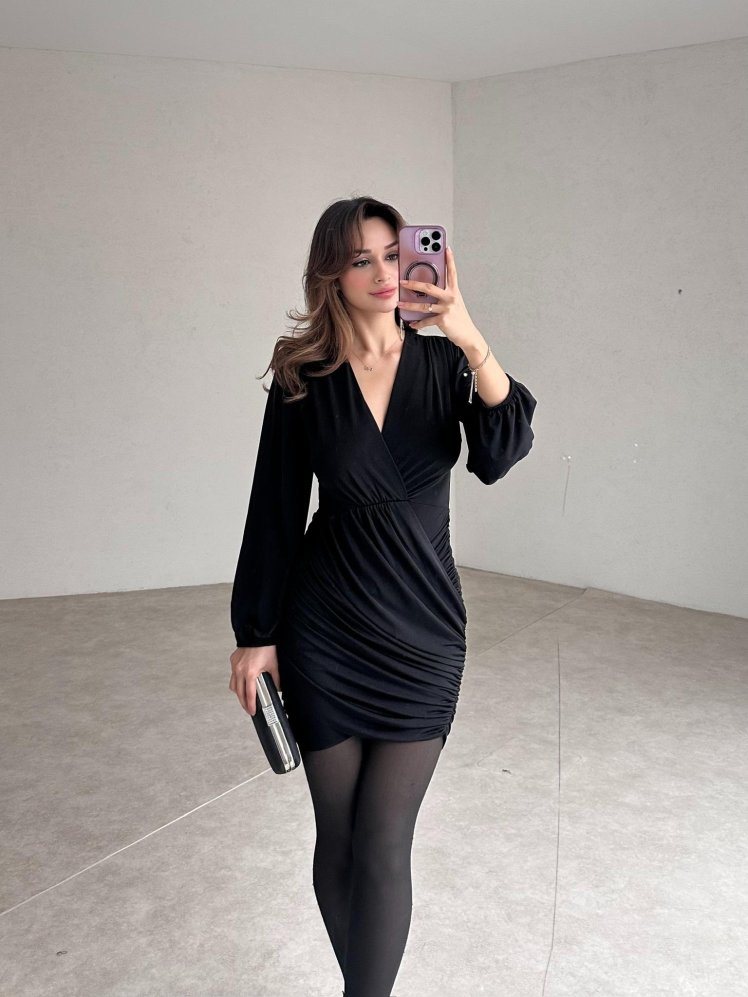 DİON Mini Elbise 9090 - Siyah - Mooi Butik