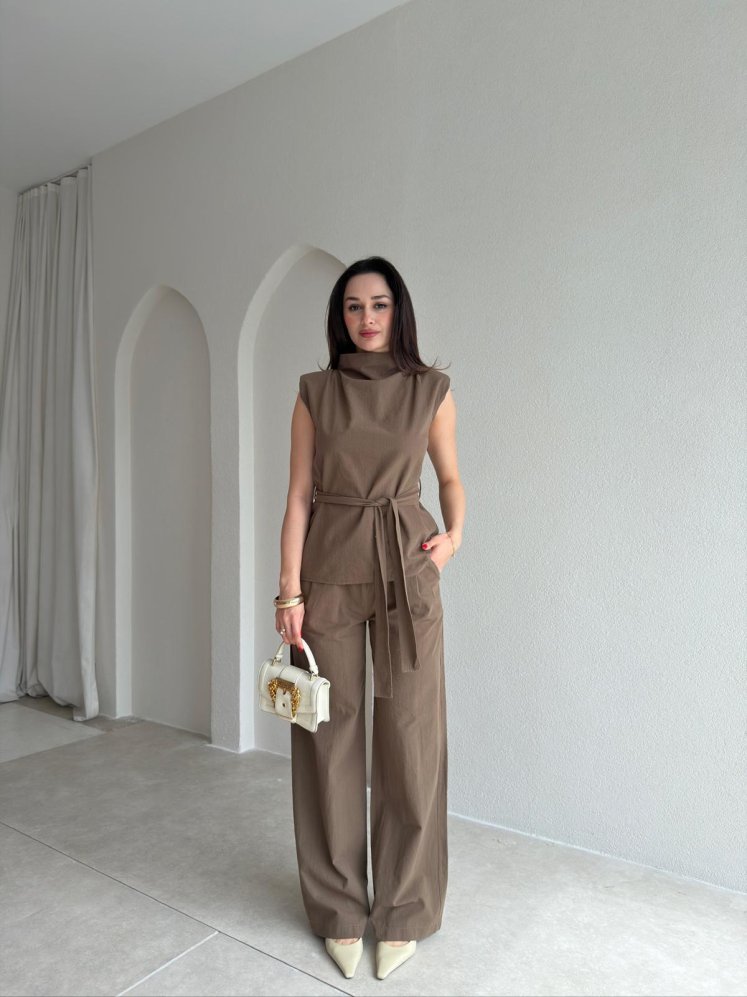 DİVİNE Keten Takım 9037 - Haki - Mooi Butik