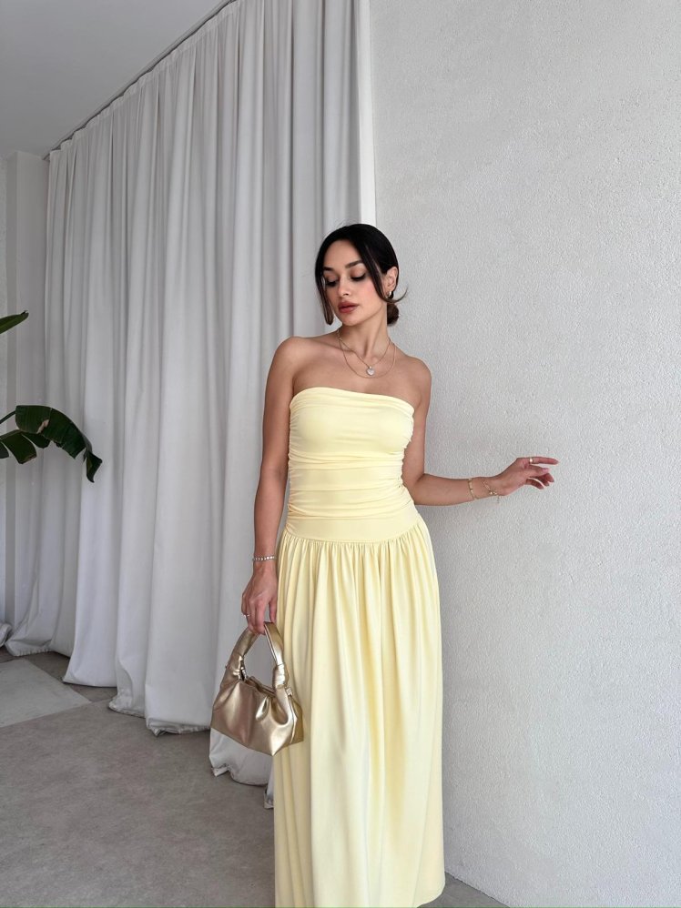 DOBBY Elbise 7995 - Sarı - Mooi Butik