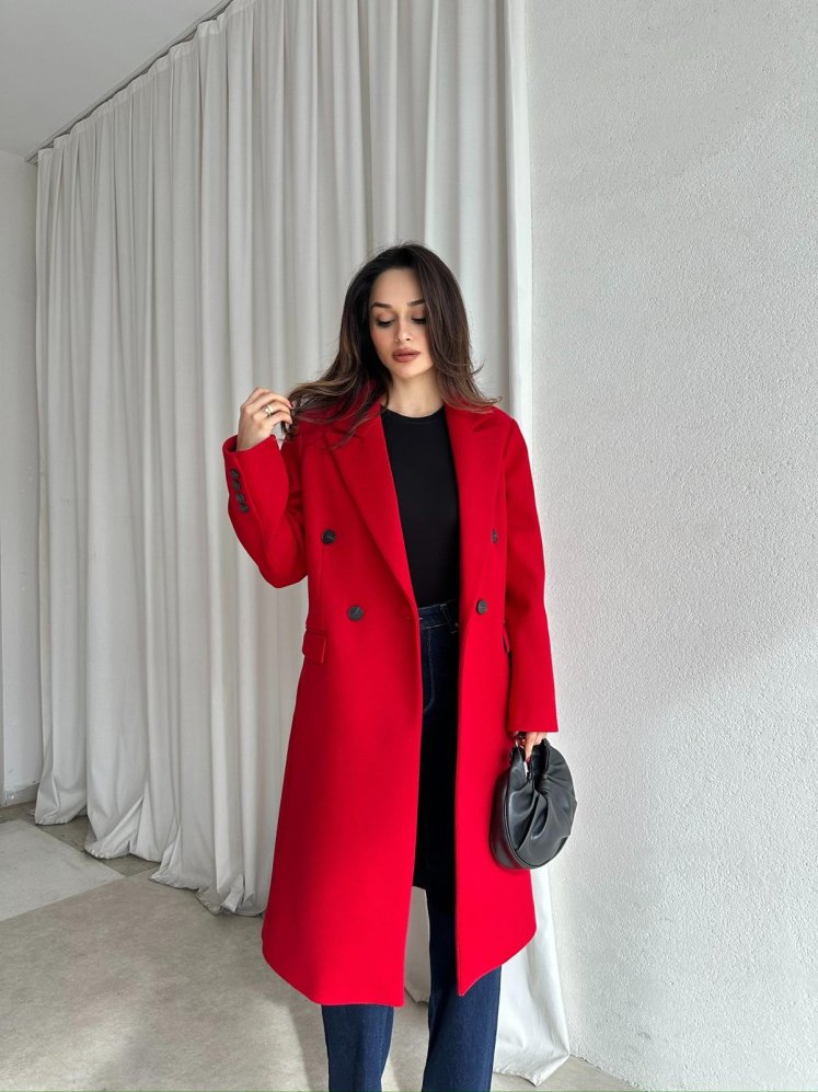 DOLCE Kaşe Kaban 8749 - Kırmızı - Mooi Butik