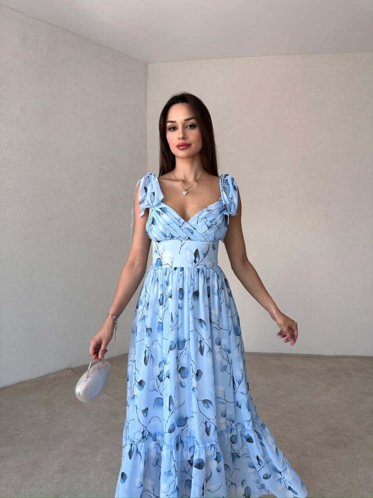 DORİAN Maxi Elbise 8093 - Mavi - Mooi Butik