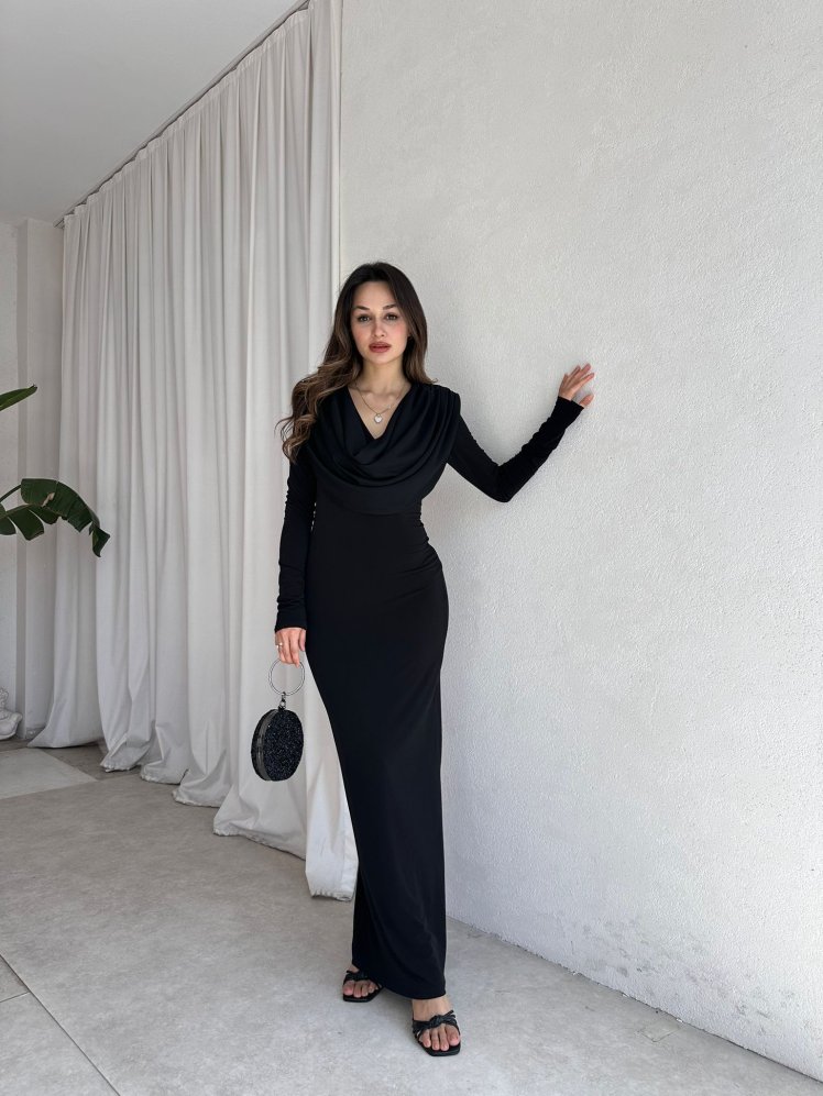 EDERSON Maxi Elbise 8208 - Siyah - Mooi Butik (1)
