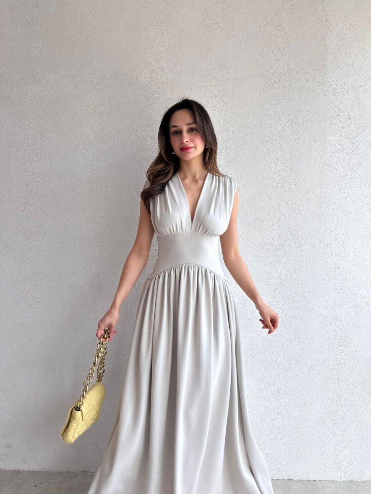 EGERTON Maxi Elbise 3845 - Taş - Mooi Butik