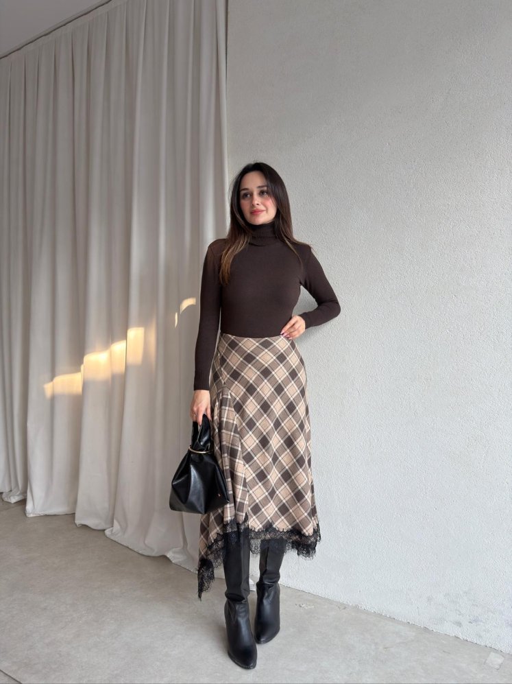 ELENOR Dantel Detaylı Etek 8838 - Krem - Mooi Butik