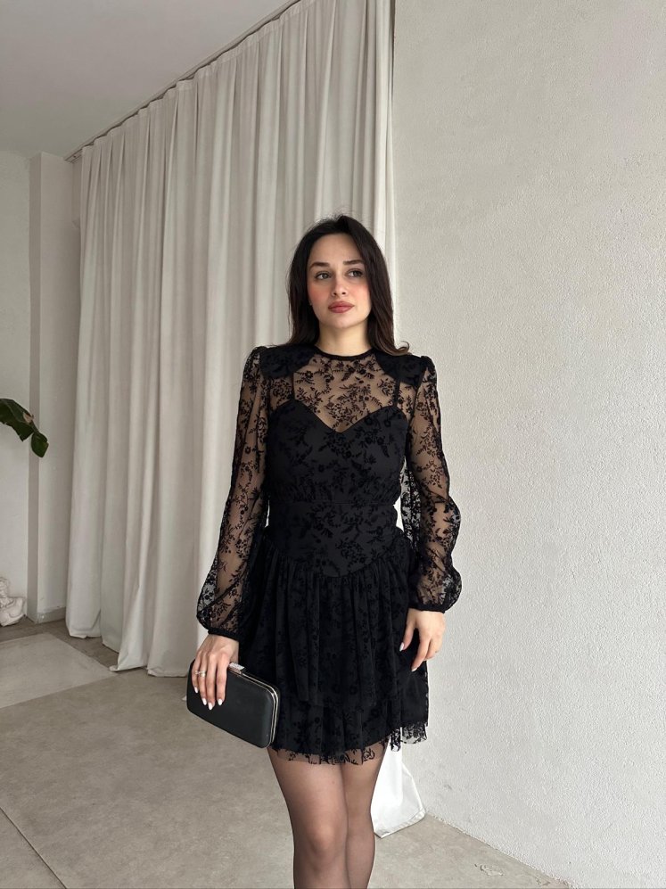 ELİZA Mini Dantelli Elbise 8256 - Siyah - Mooi Butik