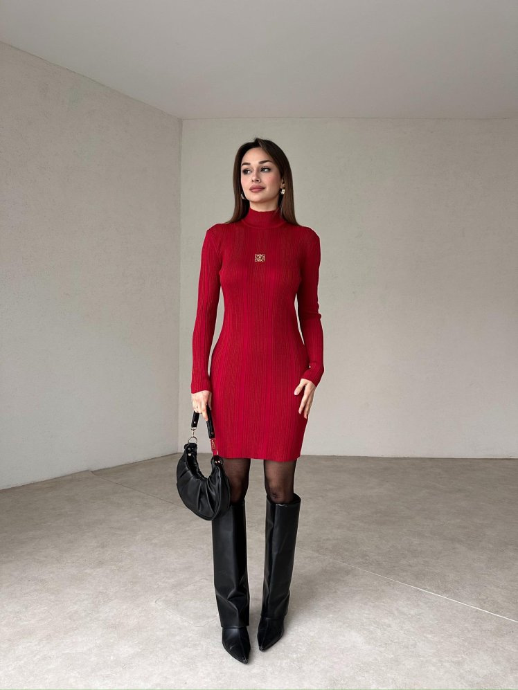 ELTON Mini Elbise 5060 - Bordo - Mooi Butik