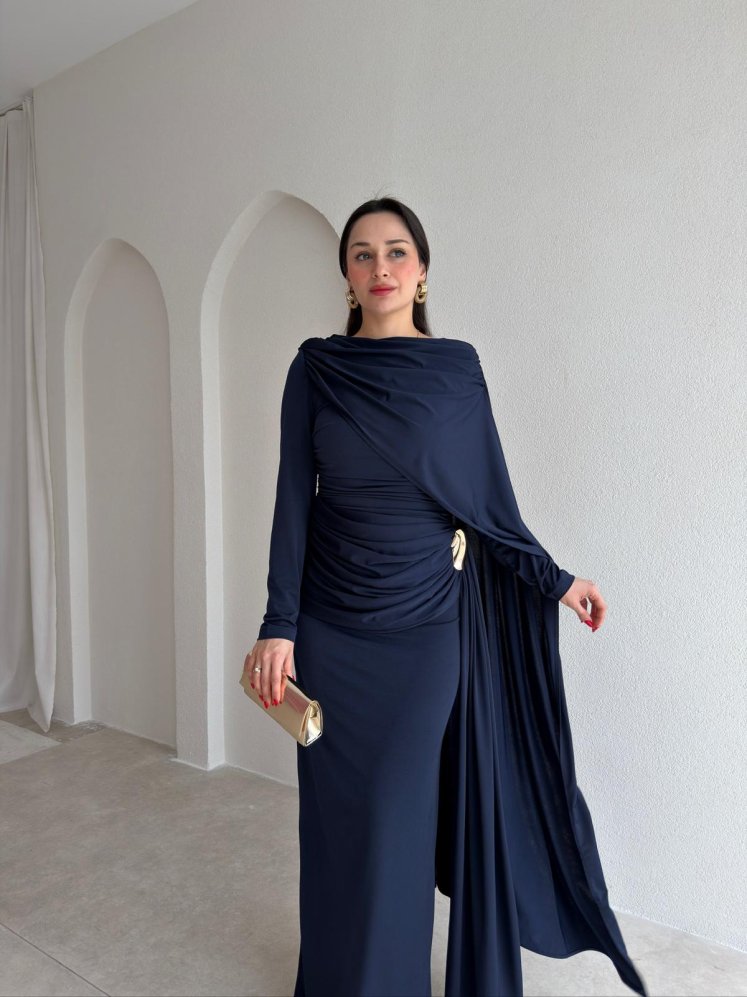 ELVİS Maxi Elbise 5447 - Lacivert - Mooi Butik