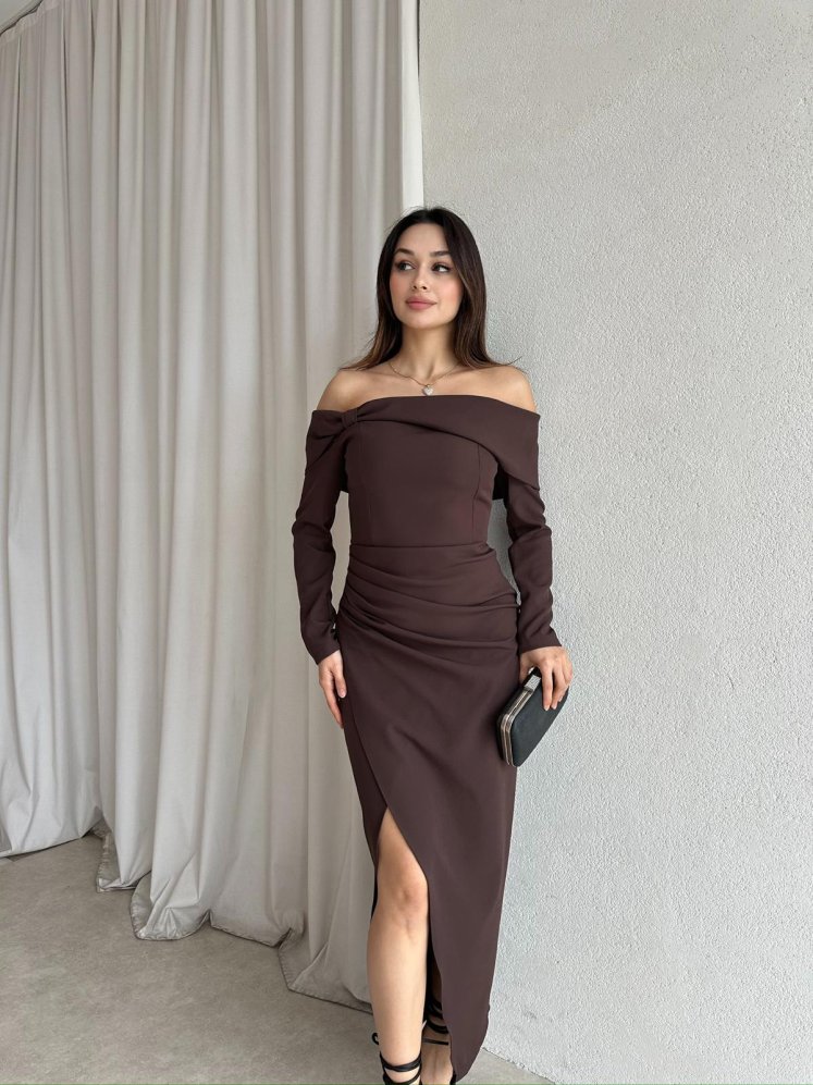 EMİLİA Maxi Elbise 4210 - Acı Kahve - Mooi Butik