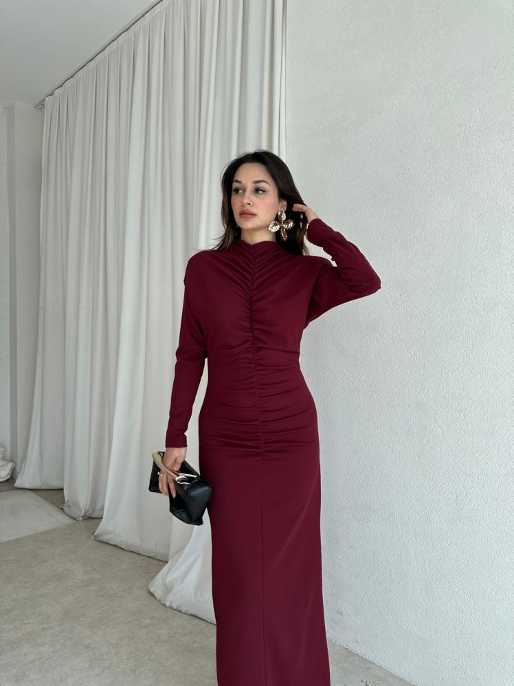 EMPİRE Midi Elbise 8554 - Bordo - Mooi Butik