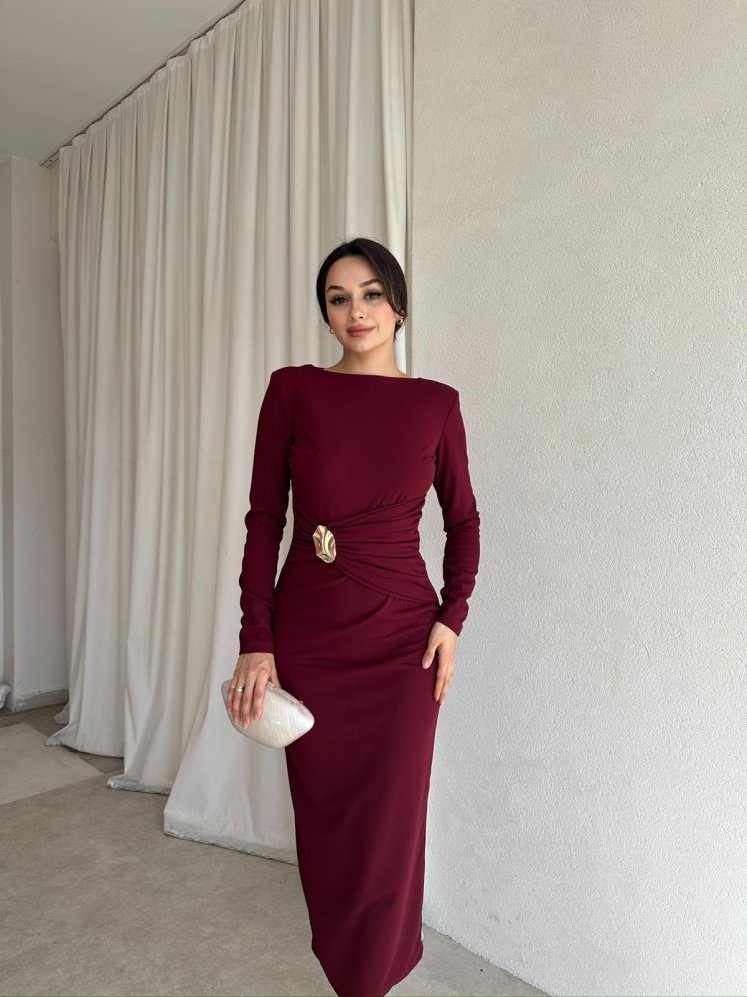 ERİX Elbise 8425 - Bordo - Mooi Butik