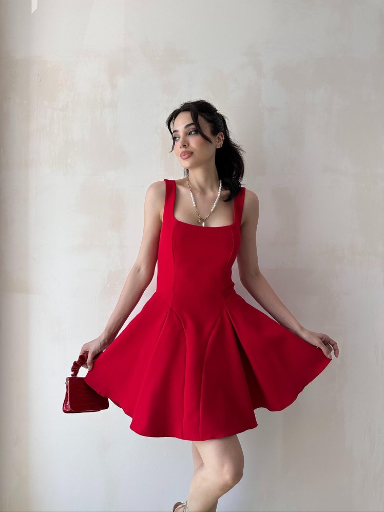 FABBRİ Mini Elbise 3490 - Kırmızı - Mooi Butik