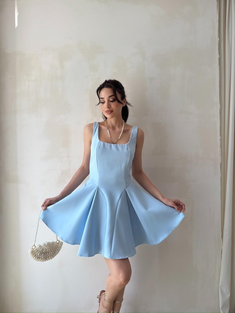 FABBRİ Mini Elbise 3490 - Mavi - Mooi Butik