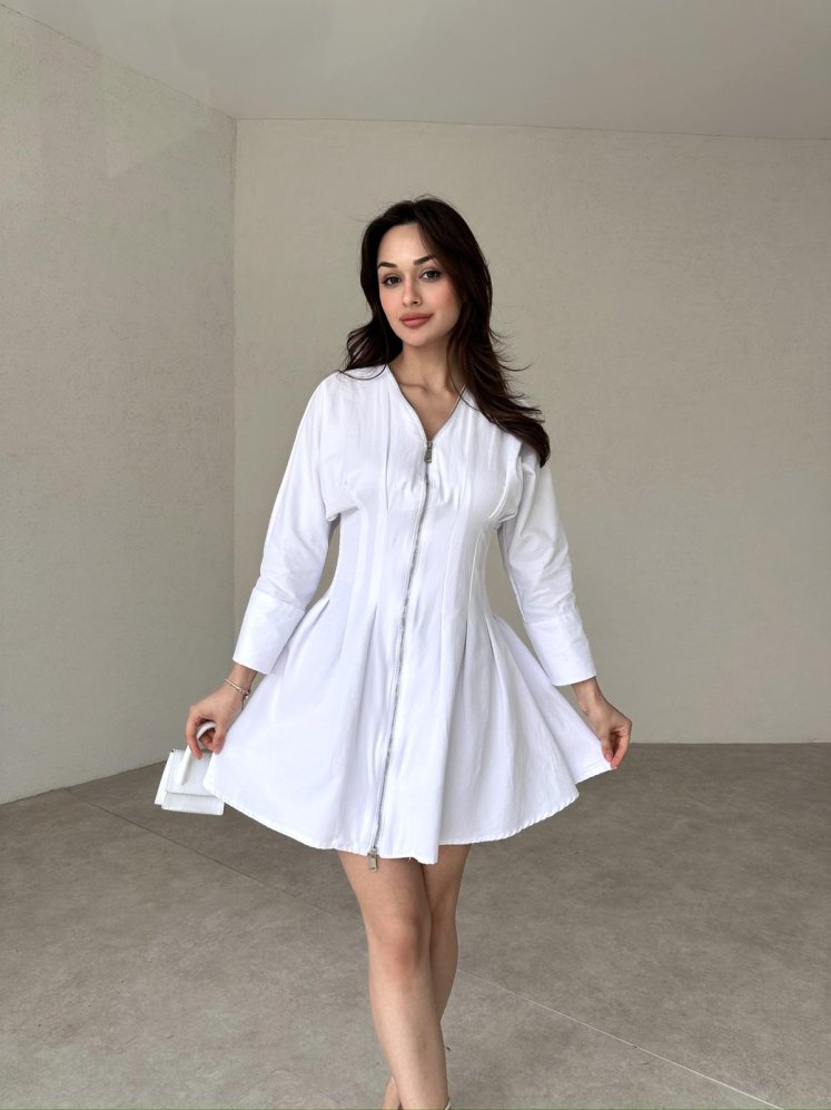 FARLEY Mini Elbise 3092 - Beyaz - Mooi Butik