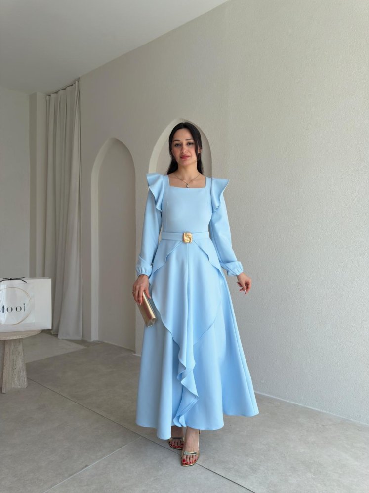 FAURA Maxi Elbise 6954 - Bebe Mavisi - Mooi Butik