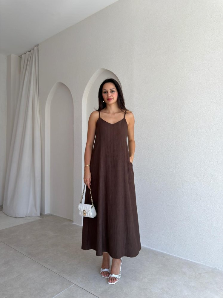 FAYRE Midi Elbise 3758 - Acı Kahve - Mooi Butik