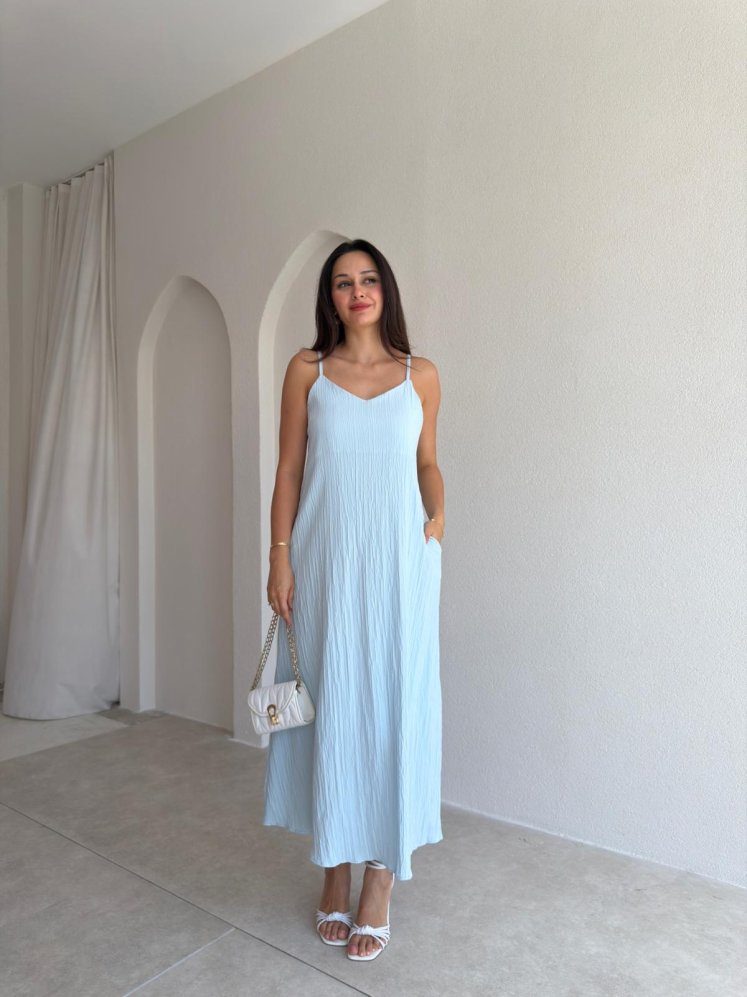 FAYRE Midi Elbise 3758 - Bebe Mavisi - Mooi Butik