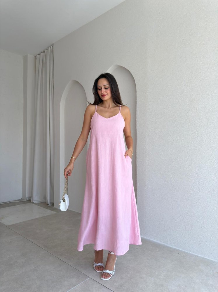  FAYRE Midi Elbise 3758 - Pembe - Mooi Butik