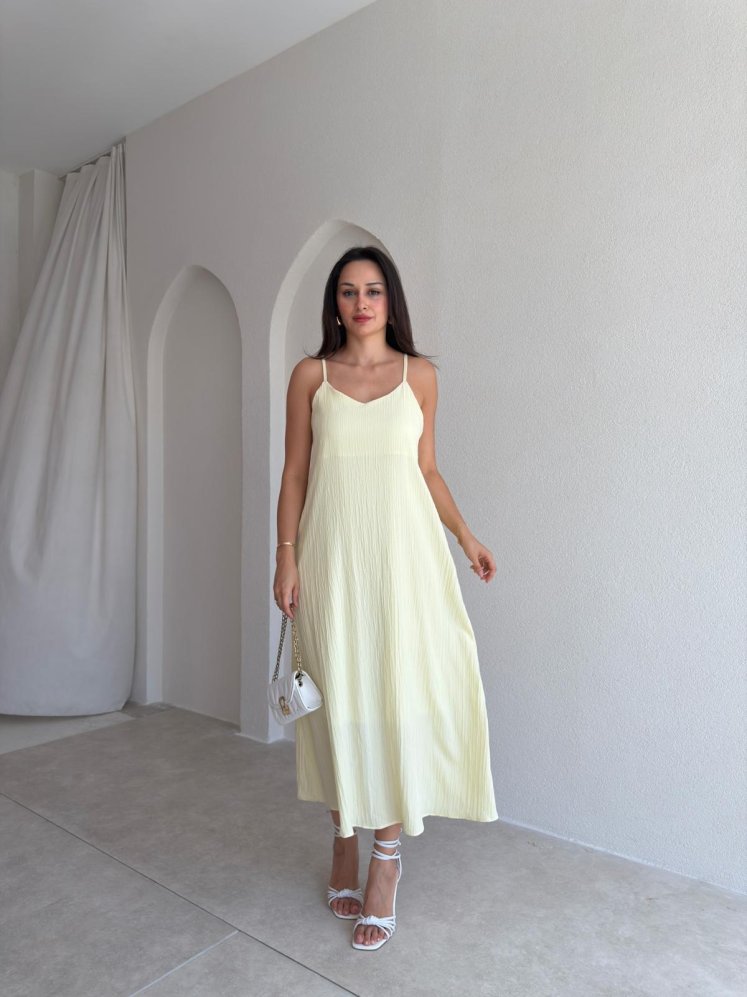FAYRE Midi Elbise 3758 - Sarı - Mooi Butik