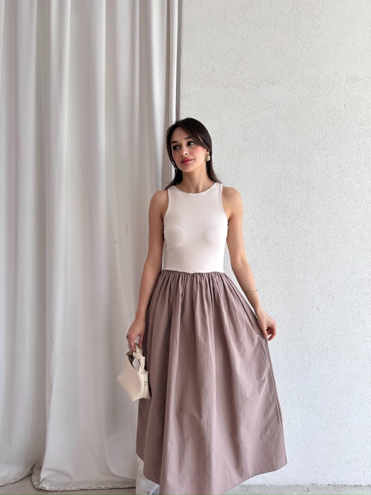 FELİCİA Midi Elbise 5474 - Krem - Mooi Butik