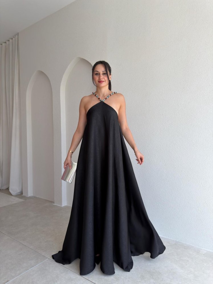 FELİX Maxi Elbise 7722 - Siyah - Mooi Butik