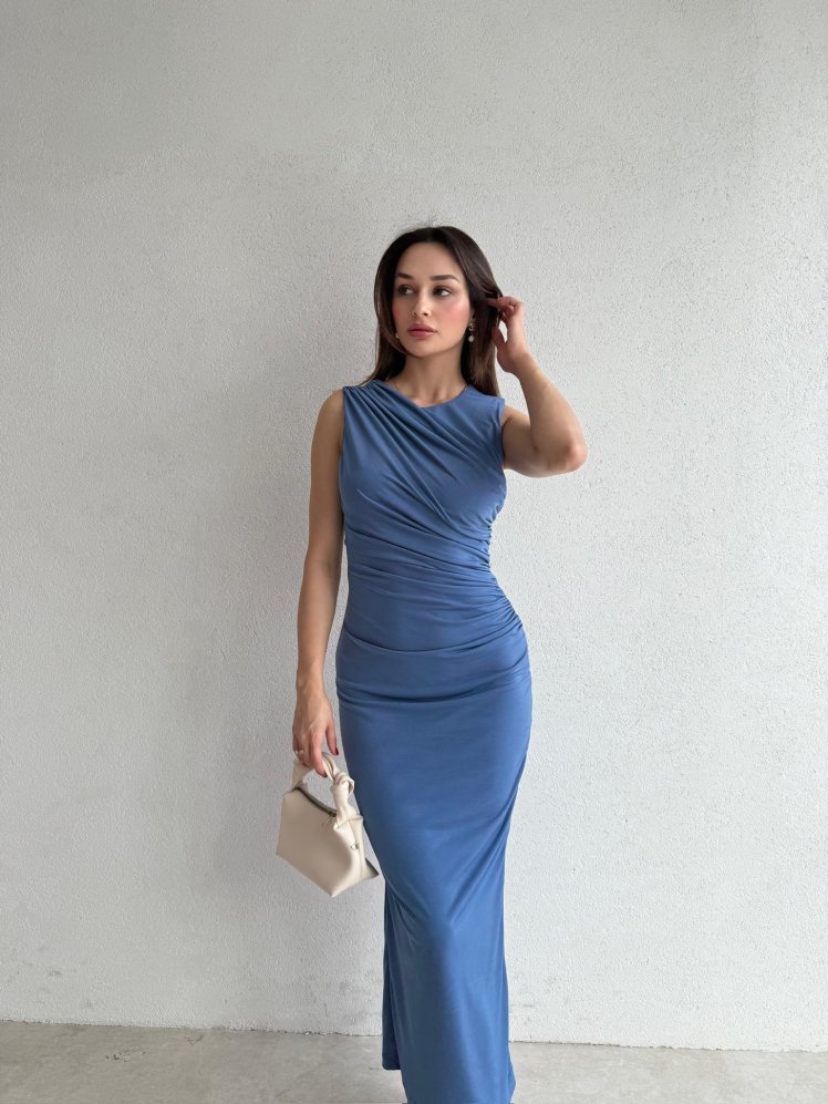 FELLER Maxi Elbise 5074 - Mavi - Mooi Butik