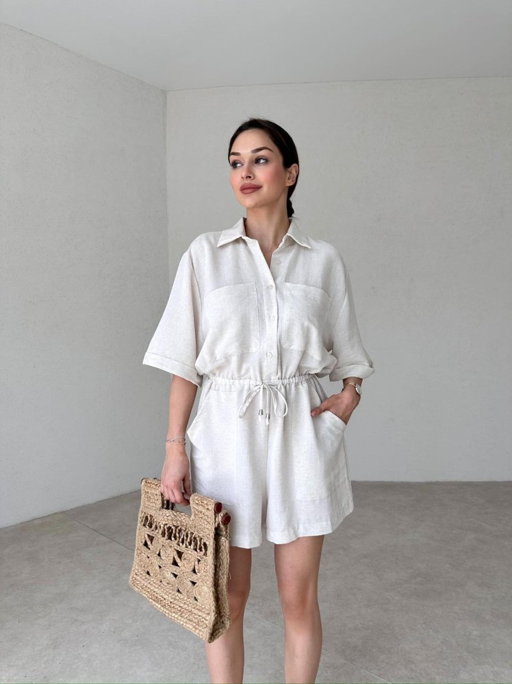 FİGURİNO Şortlu Tulum 9832 - Taş - Mooi Butik