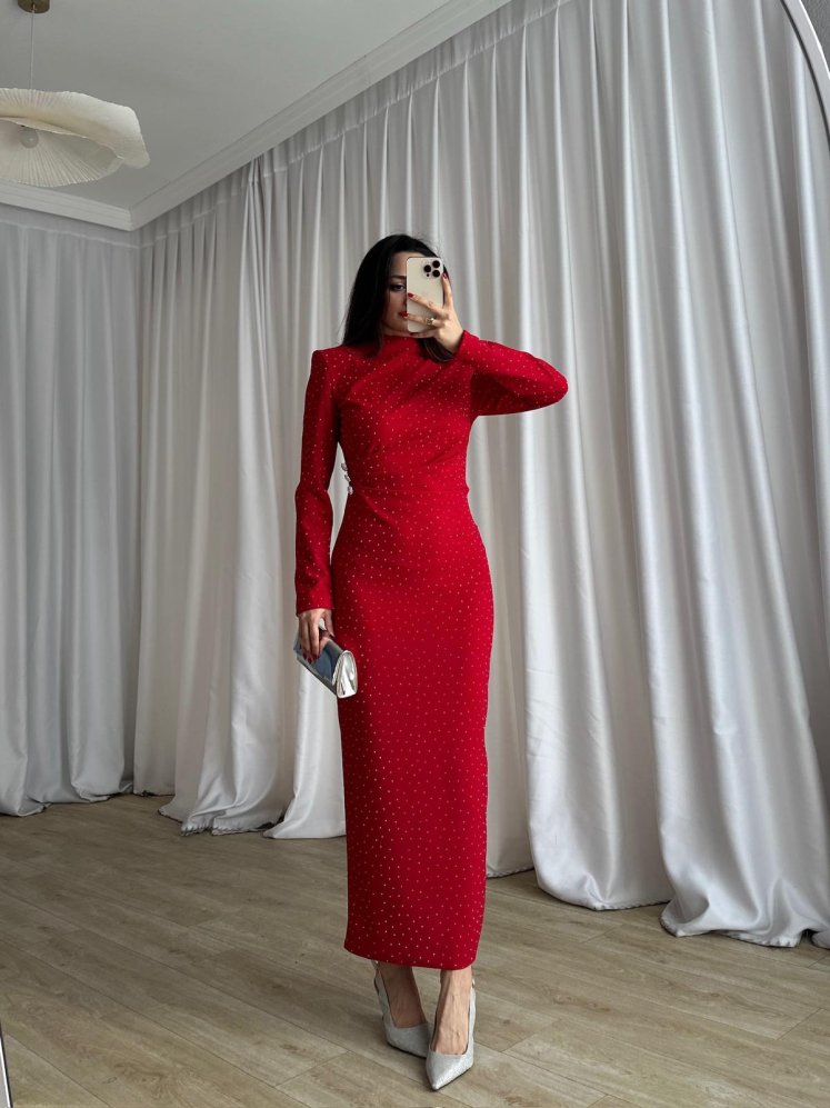 FLORİSA Elbise 2586 - Kırmızı - Mooi Butik