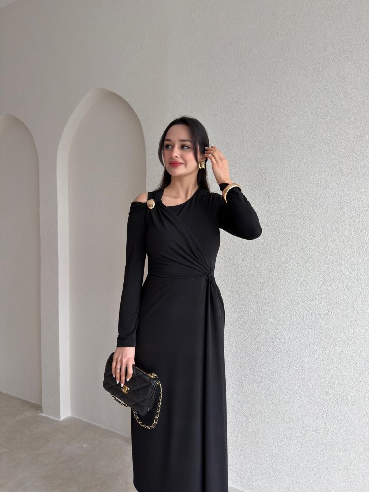  FLOYD Midi Elbise 8965 - Siyah - Mooi Butik