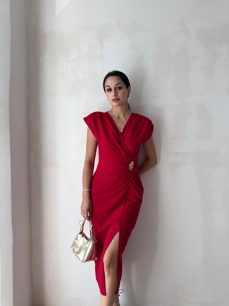 FOSTER Midi Elbise 8275 - Kırmızı - Mooi Butik