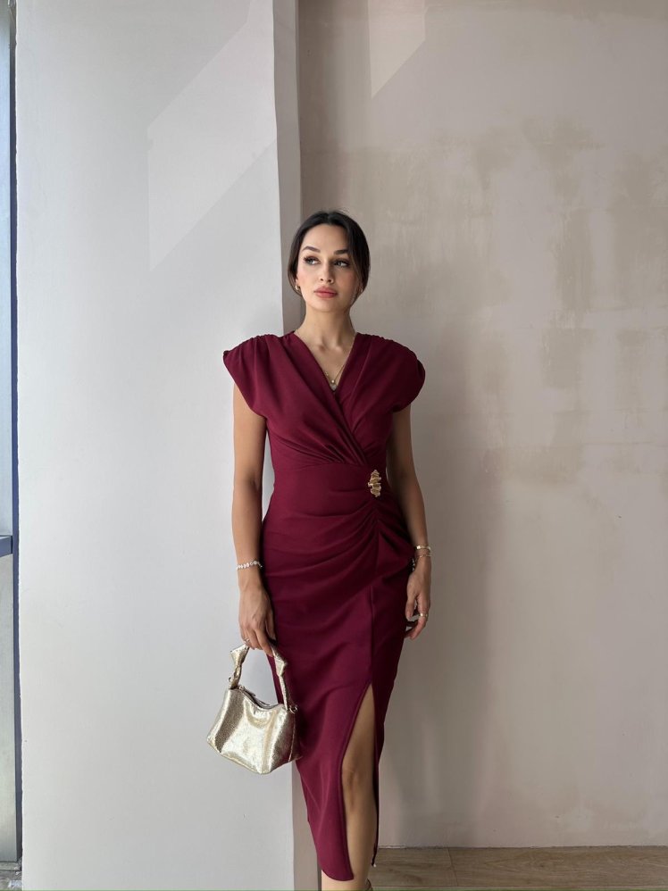 FOSTER Midi Elbise 8275 - Bordo - Mooi Butik