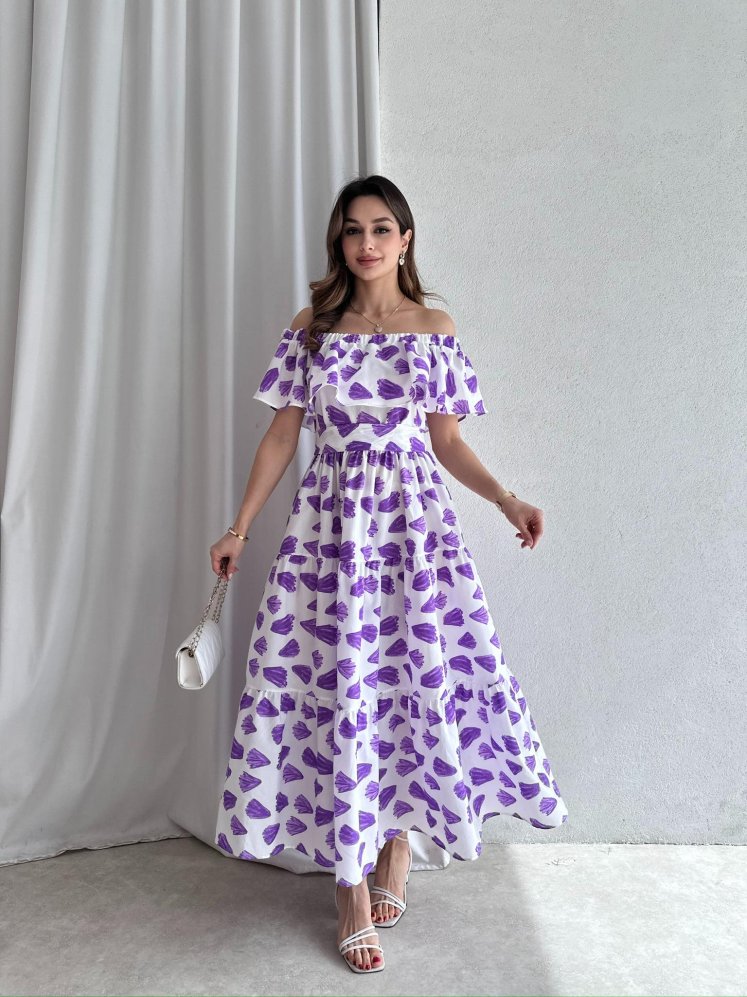 FRENSEL Maxi Elbise 5050 - Mor - Mooi Butik