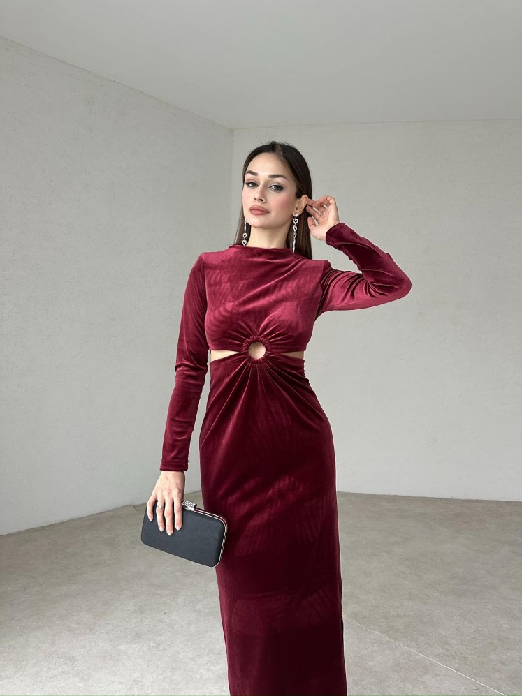 FREP Maxi Elbise 2027 - Bordo - Mooi Butik