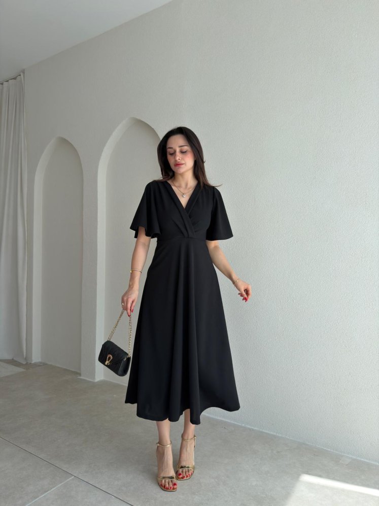 FRESH Midi Elbise 8984 - Siyah - Mooi Butik