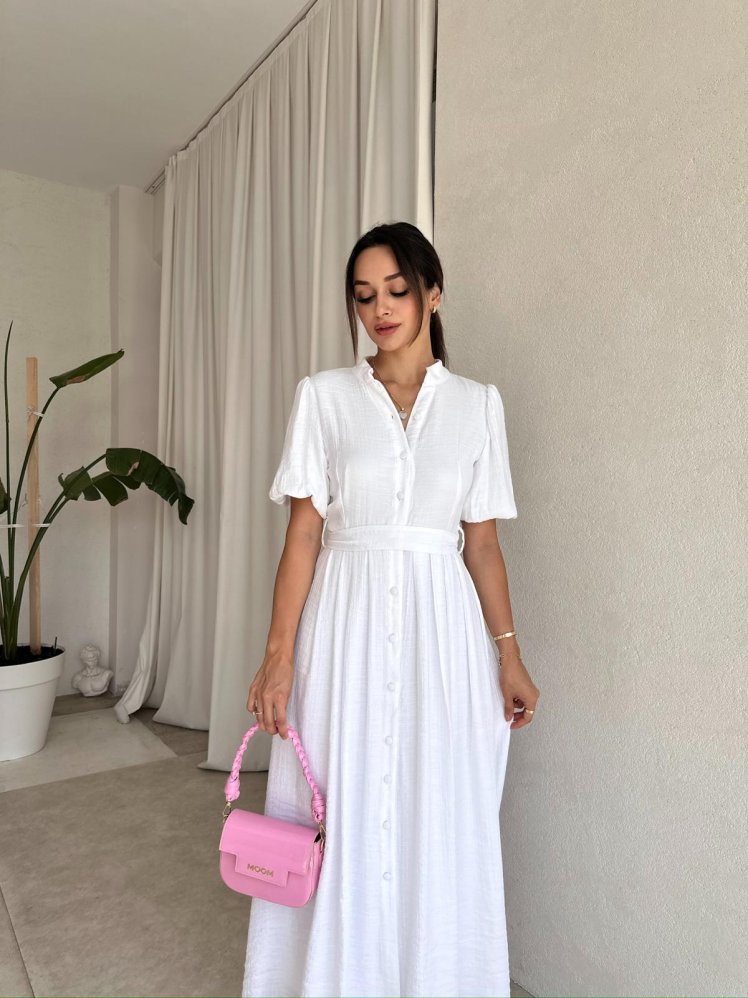 FRİDA Midi Elbise 7863 - Beyaz - Mooi Butik