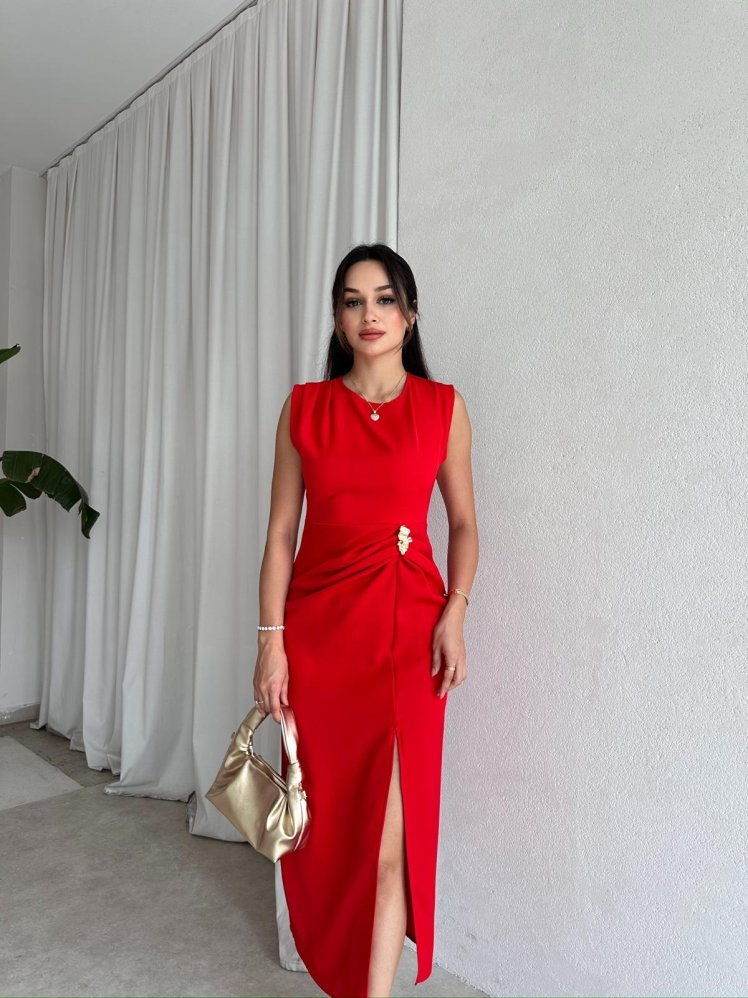 FRODO Midi Elbise 8039 - Kırmızı - Mooi Butik