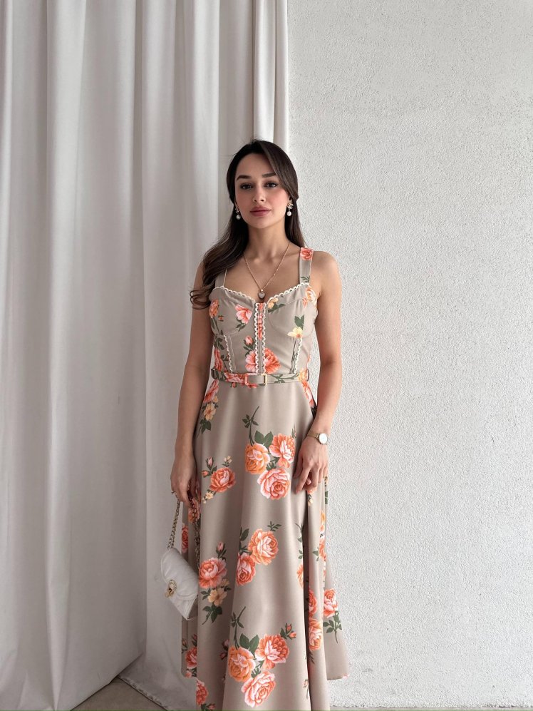 FULGENT Midi Elbise 7495 - yeşil - Mooi Butik