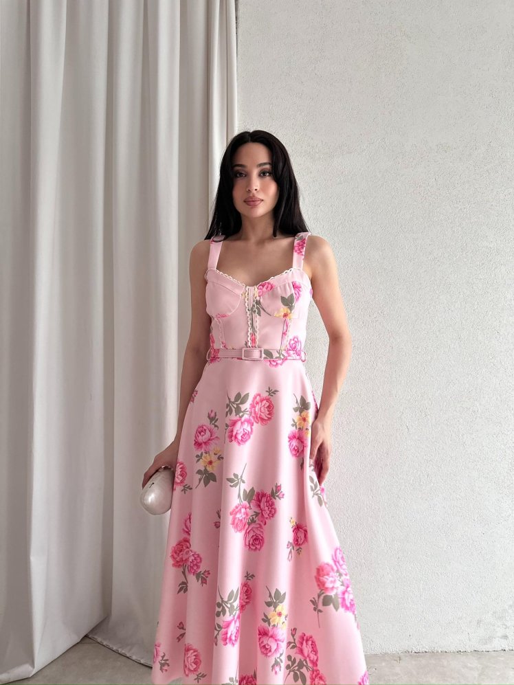 FULGENT Midi Elbise 7495 - Pembe - Mooi Butik