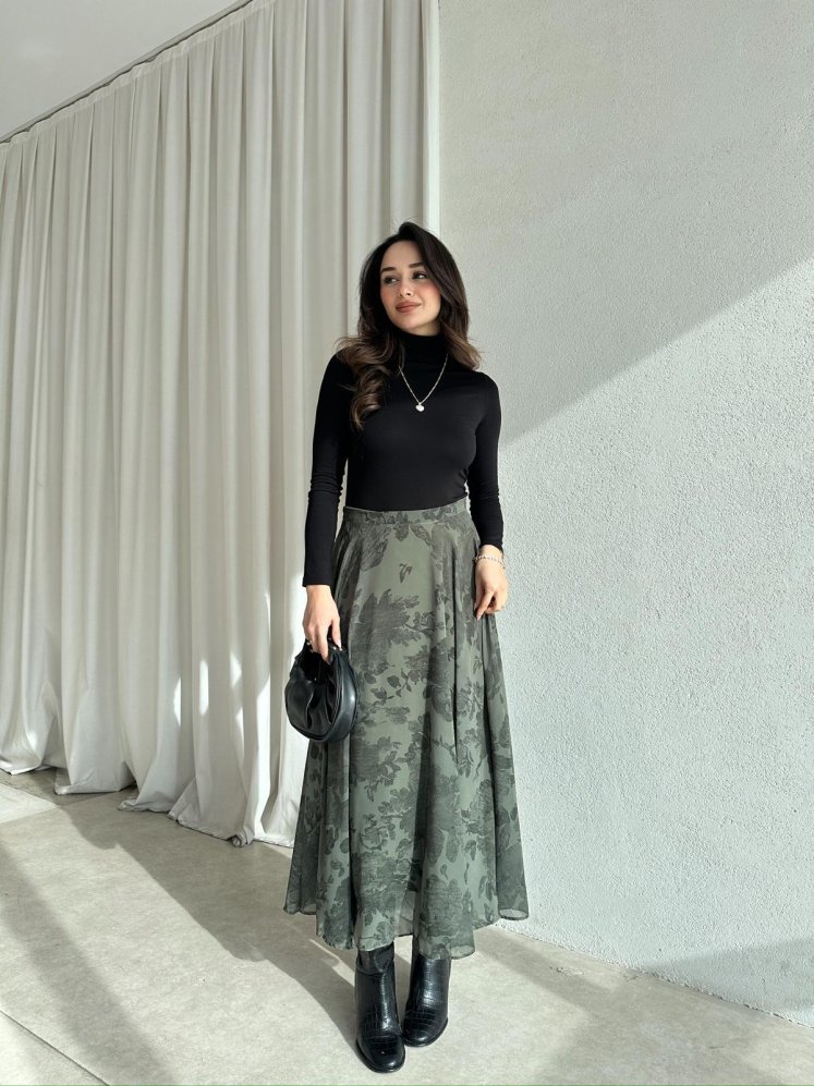 GAİA Etek 1056 - Haki - Mooi Butik (1)