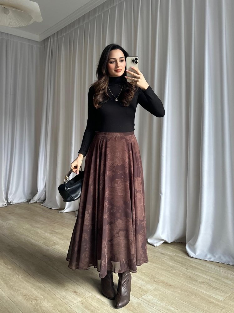 GAİA Etek 1056 - Acı Kahve - Mooi Butik