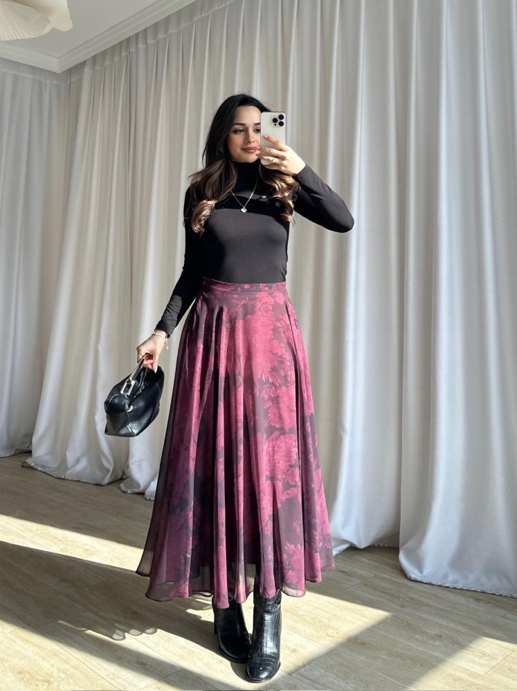 GAİA Etek 1056 - Bordo - Mooi Butik