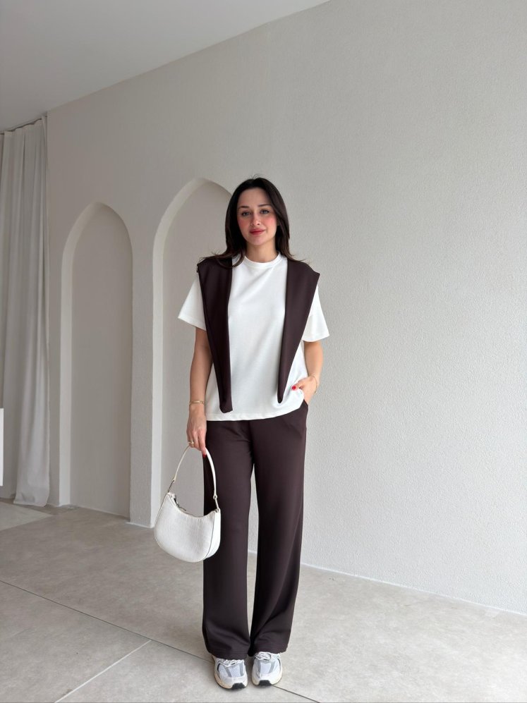  GALİA Bağlama Detaylı Takım 9277 - Acı Kahve - Mooi Butik