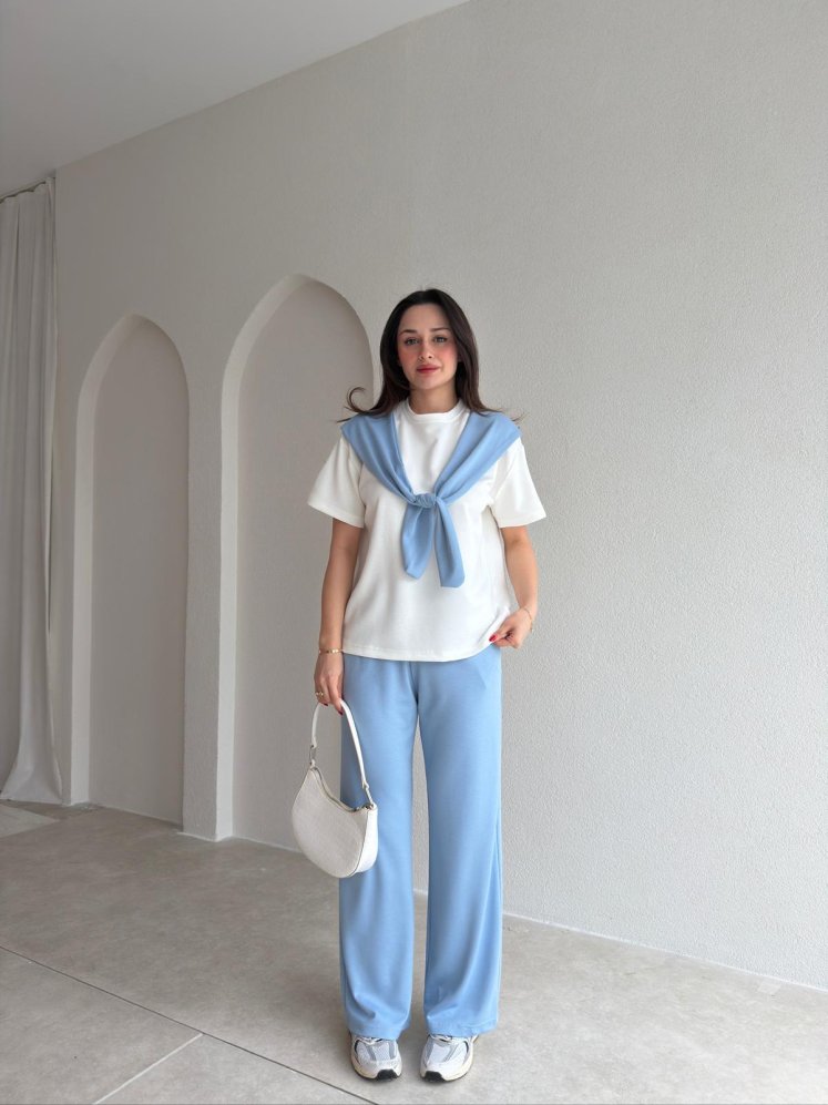 GALİA Bağlama Detaylı Takım 9277 - Mavi - Mooi Butik